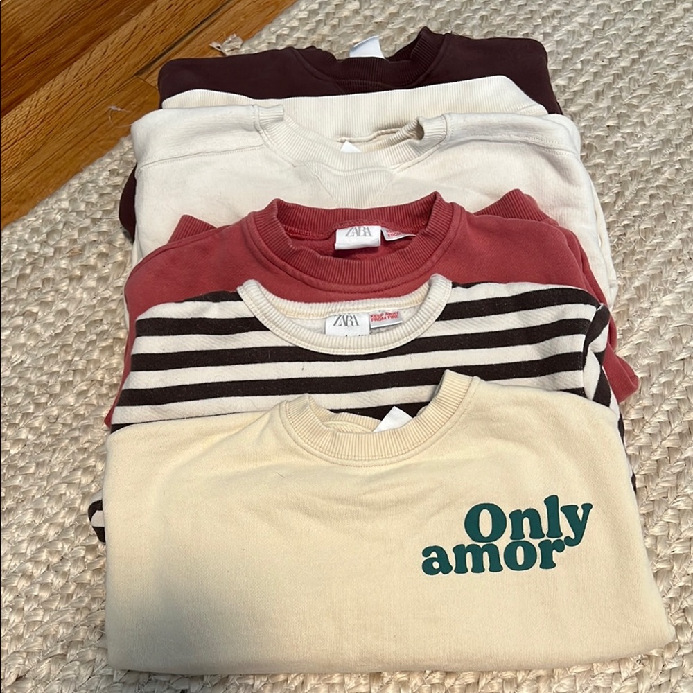 Zara Sweatshirt Collection - Cream, Red, Black, White